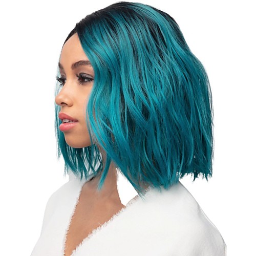 

Synthetic Wig Curly Matte Side Part Wig Long Black / Blue Synthetic Hair 14 inch Women's Cool Ombre Hair Fluffy Blue