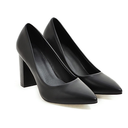 

Women's Heels Spring Block Heel Pointed Toe Daily PU Light Brown / Black / Beige