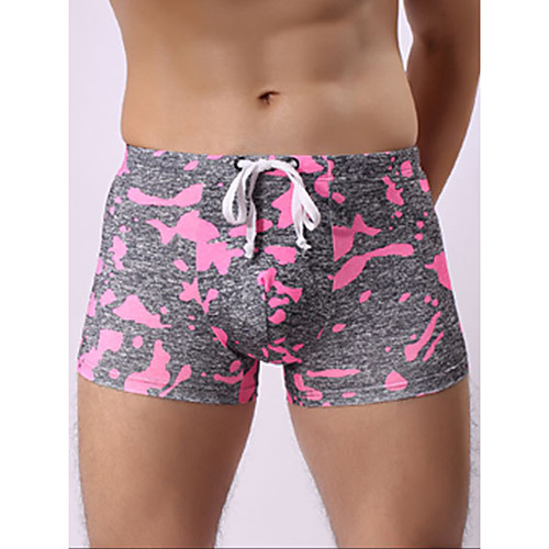 

Men's Basic Blushing Pink Orange Green Boy Leg Bottoms Swimwear Swimsuit - Color Block Print Breathable S M L Blushing Pink