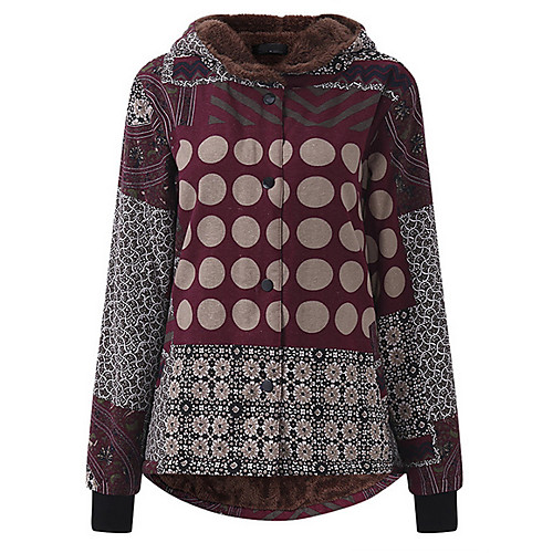 

Women's Winter Parka Color Block Polyester Wine / Black S / M / L