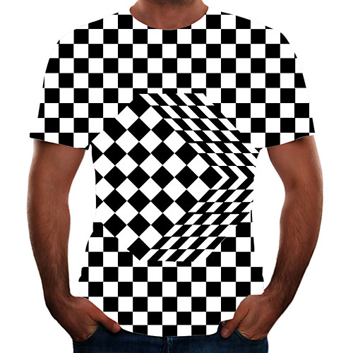 

Men's Plus Size Color Block 3D T-shirt Basic Going out Weekend Round Neck Rainbow / Short Sleeve / Animal