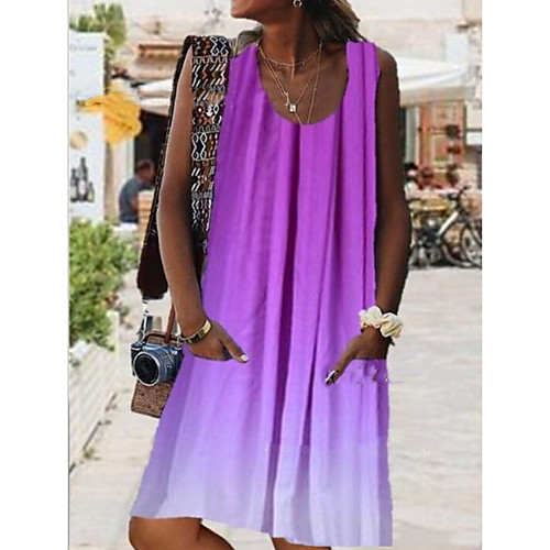 

Women's Knee Length Dress A-Line Dress - Sleeveless Tie Dye Summer Casual Mumu 2020 Purple Blushing Pink Light Blue S M L XL XXL XXXL XXXXL XXXXXL