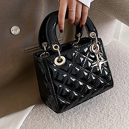 

Women's Buttons / Zipper PU Top Handle Bag Solid Color Black / Red / Coffee