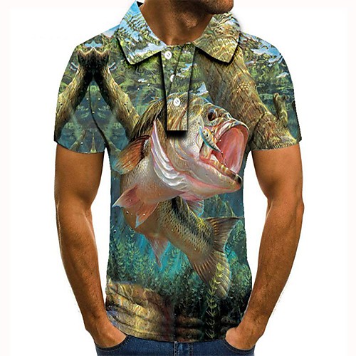 

Men's 3D Polo Basic Daily Shirt Collar Rainbow / Short Sleeve