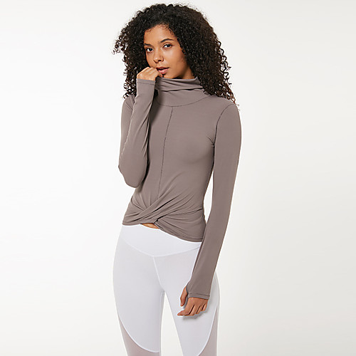 

Women's Yoga Top Thumbhole Criss Cross Front Solid Color Black Purple Blue Running Fitness Gym Workout Tee / T-shirt Long Sleeve Sport Activewear Breathable Quick Dry Comfortable Stretchy