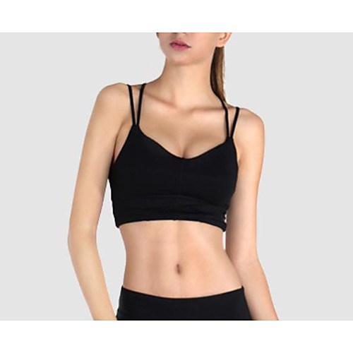 

Women's Bra Top Light Support Cross Back Removable Pad Solid Color Black Nylon Yoga Running Fitness Bra Top Sport Activewear Breathable Comfort Quick Dry Moisture Wicking Micro-elastic Slim