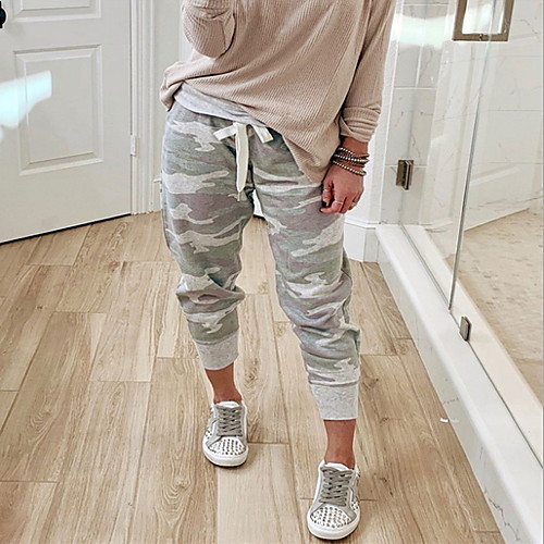 

Women's Basic Loose Sweatpants Pants - Print Gray S / M / L