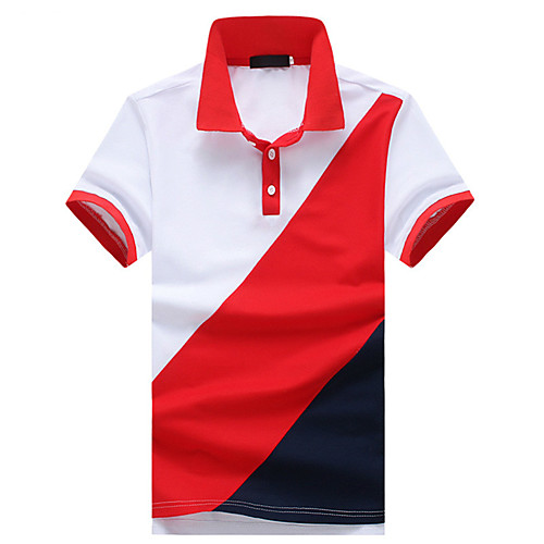 

Men's Color Block Polo Basic Elegant Daily Work White / Red / Navy Blue