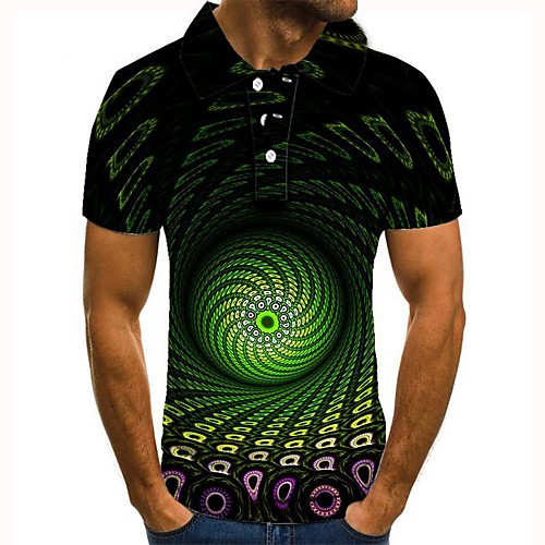 

Men's Graphic 3D Print Print Polo Daily Green / Short Sleeve