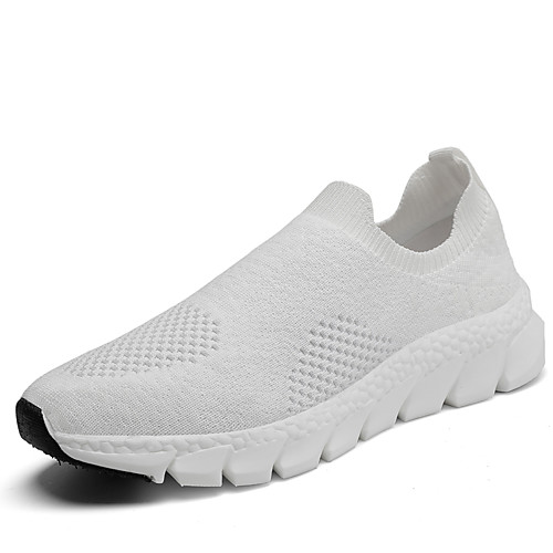 

Women's Trainers / Athletic Shoes Spring & Fall / Spring Flat Heel Round Toe Casual Daily Solid Colored Tissage Volant Walking Shoes White / Black