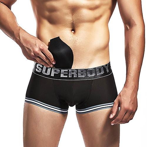 

Superbody Men's Sports Underwear Sport Briefs 1pc Elastane Sports Boxer Briefs Underwear Shorts Trunks Running Walking Jogging Gym Workout Breathable Quick Dry Soft Color Block White Black Blue