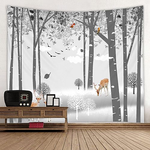 

Fawn in The Forest Digital Printed Tapestry Decor Wall Art Tablecloths Bedspread Picnic Blanket Beach Throw Tapestries Colorful Bedroom Hall Dorm Living Room Hanging