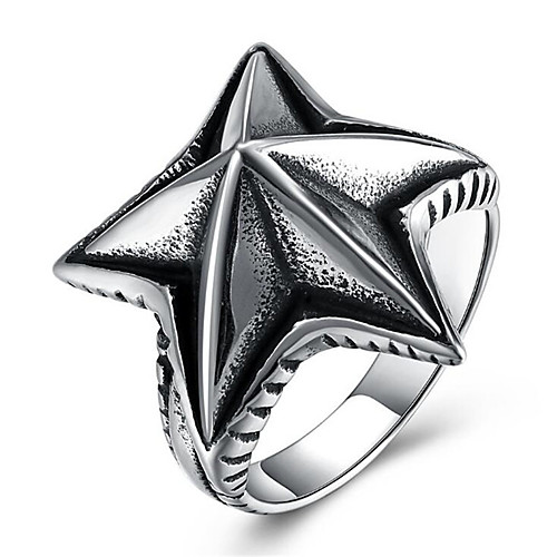 

Men Women Ring 1pc Silver Titanium Steel Irregular Stylish Anniversary Festival Jewelry Classic Star