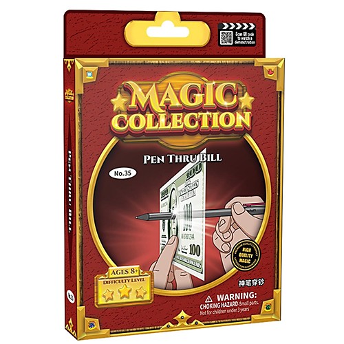 

Mystery Trick Pen Magic Trick Effect Prop Toy Magic Tricks Creative Novelty Pen Through Dollar Men and Women Boys and Girls Gift Dark Red