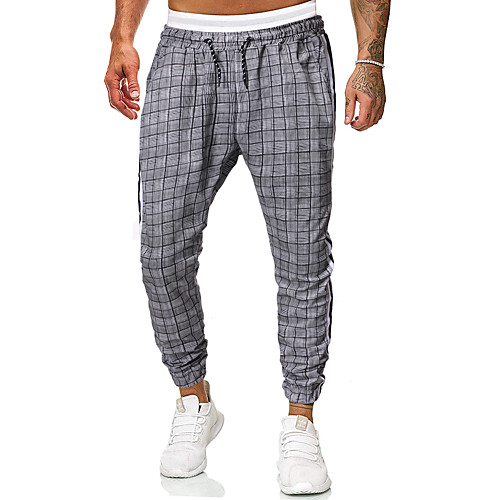 

Men's Basic Chinos / Sweatpants Pants - Plaid / Checkered / Print Classic Gray US34 / UK34 / EU42 US36 / UK36 / EU44 US38 / UK38 / EU46