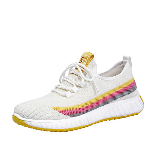 

Women's Trainers / Athletic Shoes Spring & Fall / Spring & Summer Flat Heel Round Toe Sporty Casual Daily Outdoor Knit Walking Shoes White / Black / Red