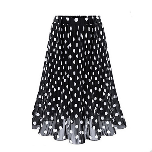 

Women's A Line Skirts - Polka Dot White Black XL XXL