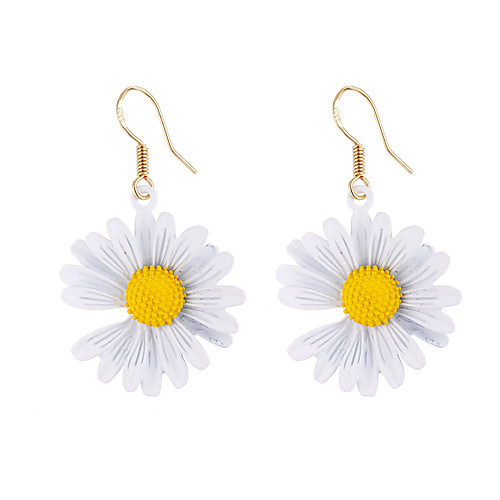 

Women's Drop Earrings Ear Tunnels Braided Flower Cute Africa Oversized Resin Earrings Jewelry White / Yellow / Light Green For Street Bar Festival 2pcs