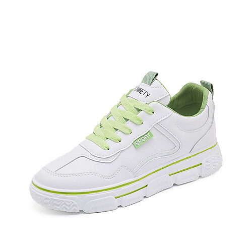 

Women's Trainers / Athletic Shoes Spring & Fall / Spring Flat Heel Round Toe Casual Daily Solid Colored Microfiber Walking Shoes White / Orange / Green