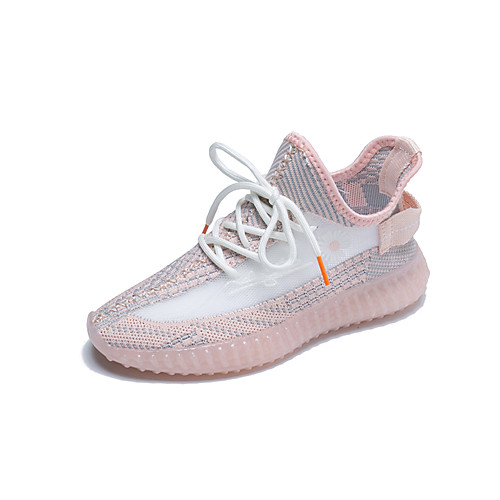 

Women's Trainers / Athletic Shoes 2020 Summer / Fall Flat Heel Round Toe Casual Sweet Daily Outdoor Flower Floral Glow in the Dark Tissage Volant Running Shoes / Walking Shoes White / Black / Pink
