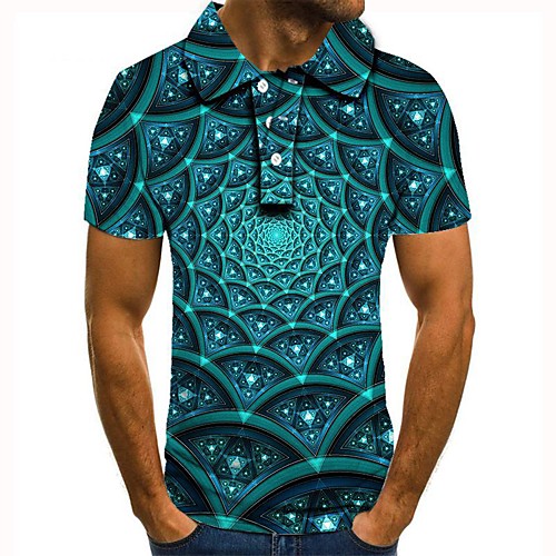 

Men's Graphic 3D Print Print Polo Daily Green / Short Sleeve