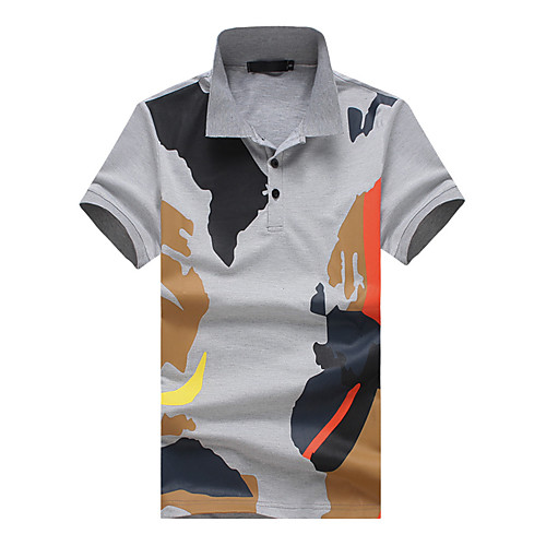 

Men's Color Block Print Polo Basic Elegant Daily Work White / Gray