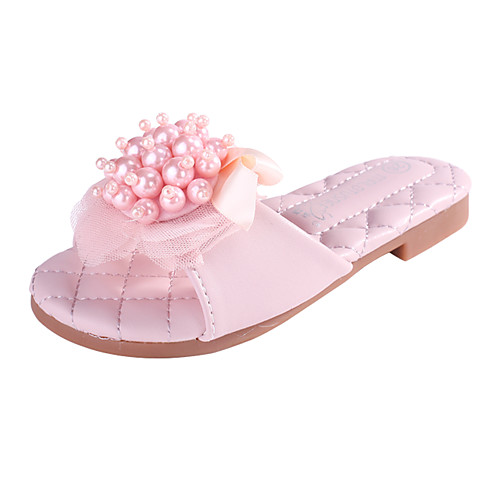 

Girls' Comfort / Flower Girl Shoes Microfiber Slippers & Flip-Flops Floral Little Kids(4-7ys) / Big Kids(7years ) Walking Shoes Bowknot / Pearl Pink / Ivory Spring / Summer / Rubber