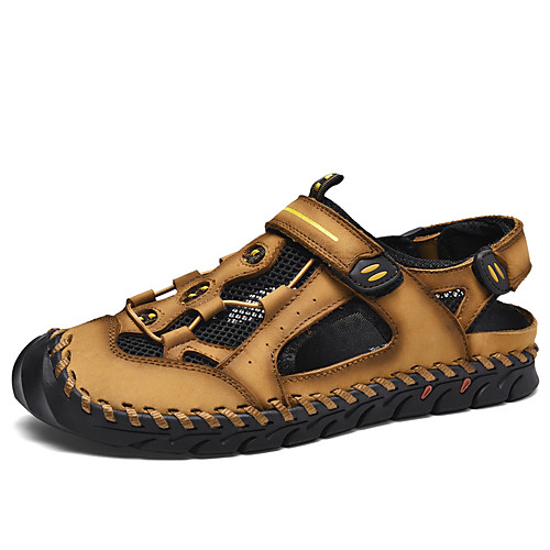 

Men's Fall / Spring & Summer Casual Daily Outdoor Sandals PU Breathable Non-slipping Shock Absorbing Black / Khaki / Brown