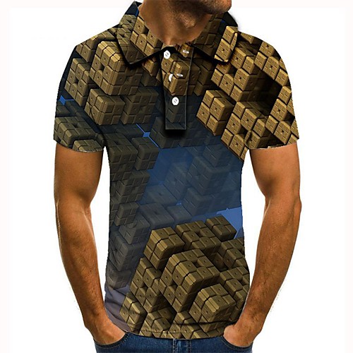 

Men's 3D Polo Basic Daily Shirt Collar Brown / Short Sleeve