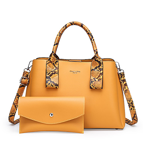 

Women's Chain PU Bag Set 2020 Solid Color 2 Pieces Purse Set Black / Purple / Yellow
