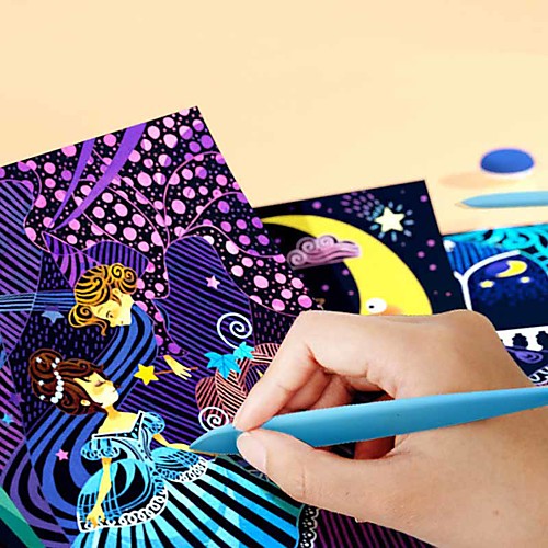 

Drawing Toy Scratch Art Set Magic Scratch Paper Moon Cartoon Animal Pure Paper Painting Creative Kid's Boys and Girls for Birthday Gifts or Party Favors