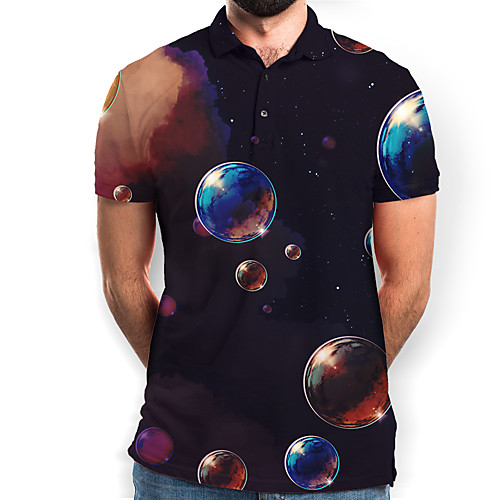 

Men's Galaxy Graphic Print Polo Daily Black / Short Sleeve