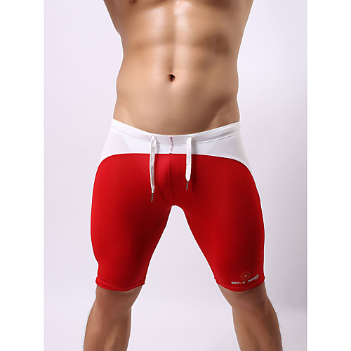 

Men's Sporty Red Green Blue Boy Leg Bottoms Swimwear Swimsuit - Color Block S M L Red
