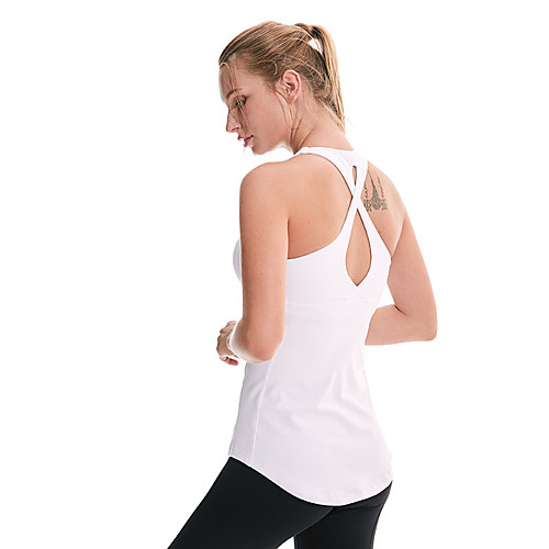 

Women's Padded Tank Top Cross Back Removable Pad Fashion White Black Gray Nylon Yoga Running Fitness Vest / Gilet Top Sport Activewear Breathable Comfort Quick Dry Freedom Stretchy