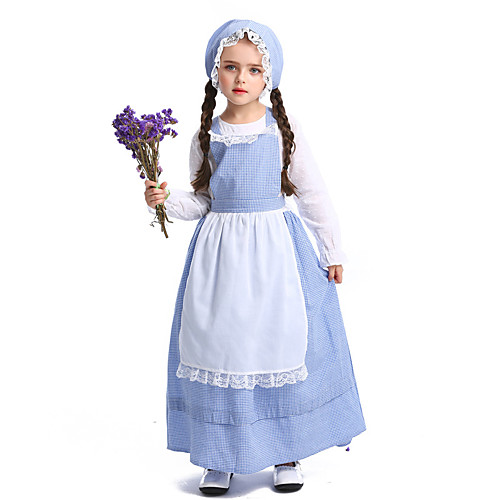 

Maid Costume Dress Hat Flower Girl Dress Girls' Movie Cosplay A-Line Slip Blue Dress Apron Hat Children's Day Masquerade Poly / Cotton