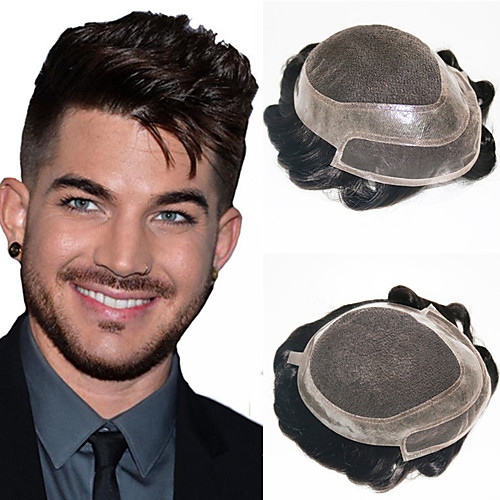 

Men's Human Hair Toupees Wavy Glueless Lace Front Best Quality / New / Hot Sale / Natural Hairline