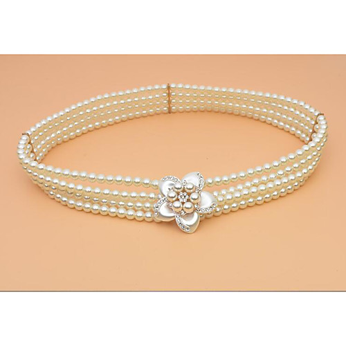 

Metalic Wedding / Party / Evening Sash With Imitation Pearl / Belt Women's Sashes