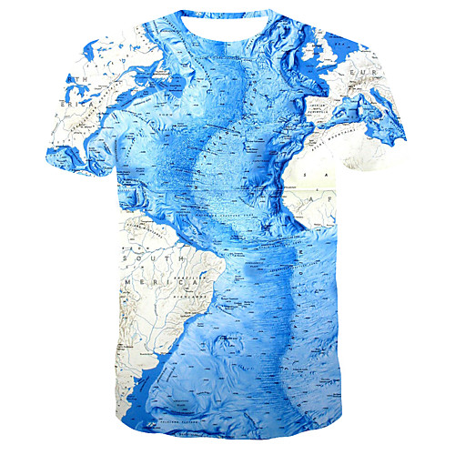 

Men's 3D Print T-shirt Daily Round Neck Blue / Short Sleeve