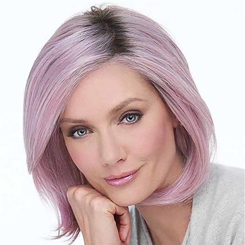 

Synthetic Wig Matte kinky Straight Side Part Wig Long Black / Purple Synthetic Hair 14 inch Women's Fashionable Design Cool Ombre Hair Purple