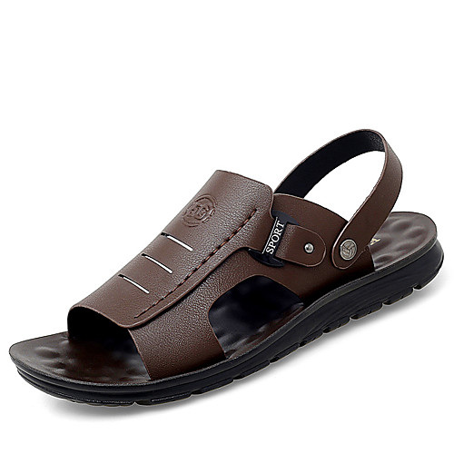 

Men's Spring / Summer Casual / Beach Daily Outdoor Sandals Cowhide Breathable Non-slipping Black / Brown