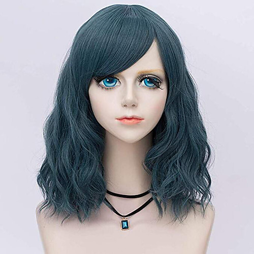 

Synthetic Wig Curly Loose Curl Halloween Asymmetrical Wig Medium Length Natural Black Synthetic Hair 24 inch Women's Best Quality Black