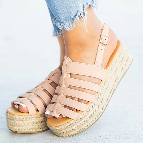 

Women's Sandals Summer Platform Open Toe Daily PU Black / Pink / Beige