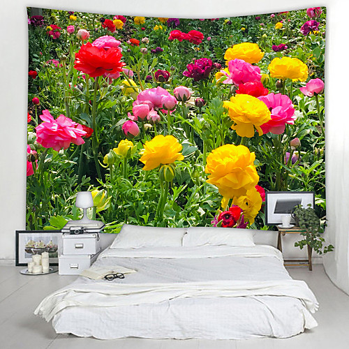 

Garden Flowers Digital Printed Tapestry Decor Wall Art Tablecloths Bedspread Picnic Blanket Beach Throw Tapestries Colorful Bedroom Hall Dorm Living Room Hanging