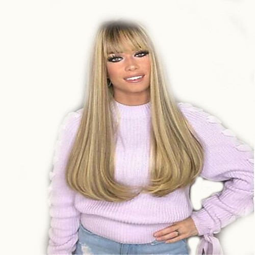 

Synthetic Wig Curly Middle Part Wig Long Light golden Synthetic Hair 18 inch Women's Simple Life Women Blonde