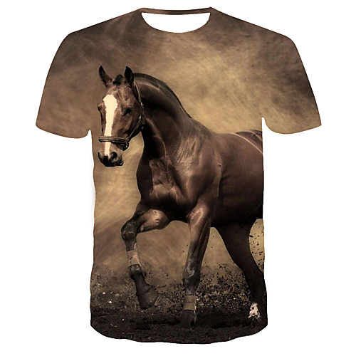 

Men's 3D Print T-shirt Daily Round Neck Brown / Short Sleeve