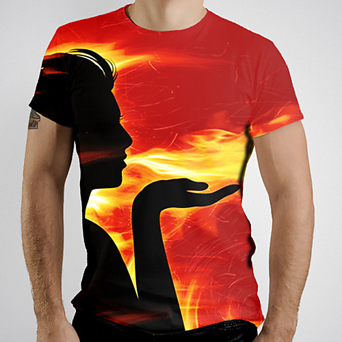 

Men's Graphic Flame T-shirt Basic Elegant Daily Going out Rainbow
