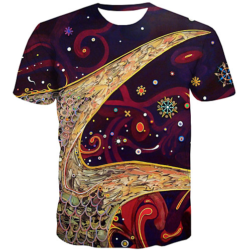 

Men's Plus Size 3D Print T-shirt Street chic Daily Round Neck Rainbow / Short Sleeve