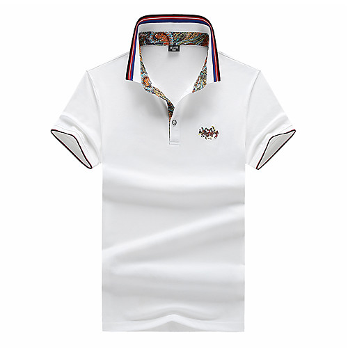 

Men's Solid Colored Embroidered Slim Polo Business Basic Daily Work Shirt Collar White / Blue / Orange / Gray / Short Sleeve