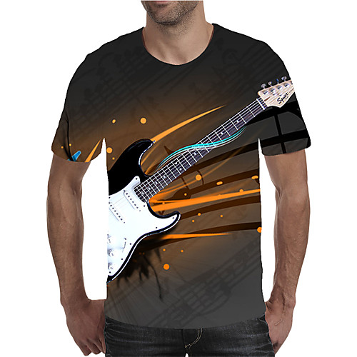 

Men's Plus Size Geometric Color Block Print T-shirt Street chic Exaggerated Holiday Going out Round Neck Rainbow / Short Sleeve
