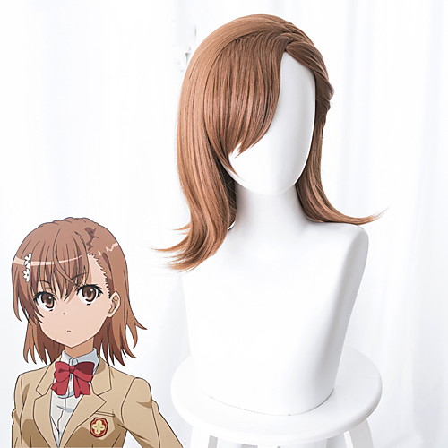 

Mikoto Misaka Cosplay Wigs Women's Asymmetrical 15 inch Heat Resistant Fiber kinky Straight Brown Brown Anime